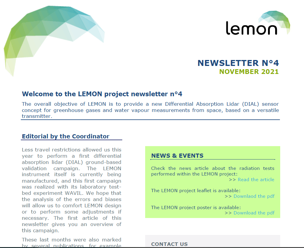 LEMON Newsletter n°4 / November 2021 released